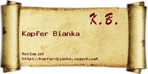 Kapfer Bianka névjegykártya